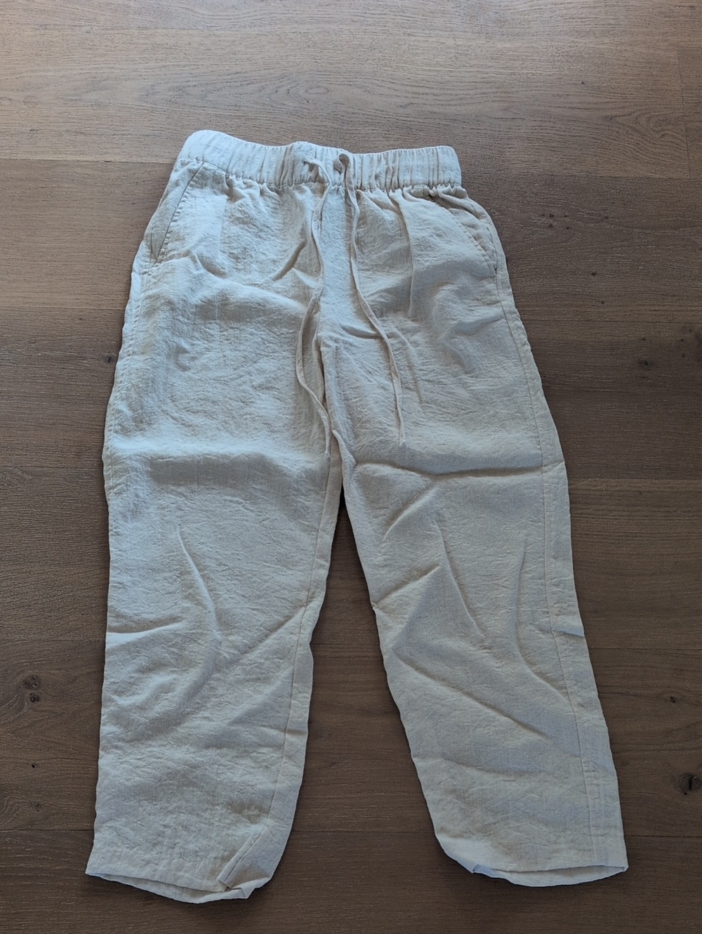 H&M Off White Linen-like Blend Elastic Waist Pants Size Small